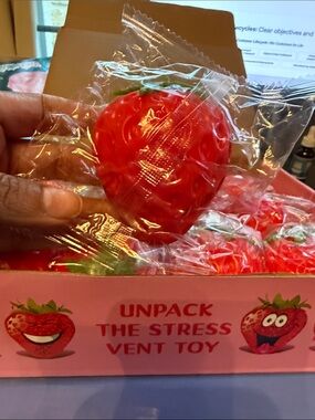 Strawberry Stress Vent Toy - Red with Green Stem